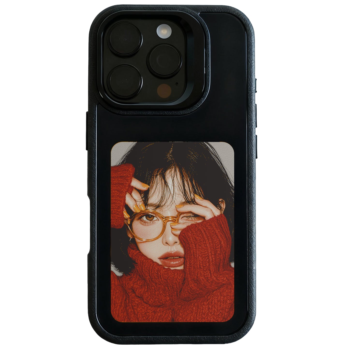 4色E-Inkに赤いニットのアートを表示したMyCase 4.0